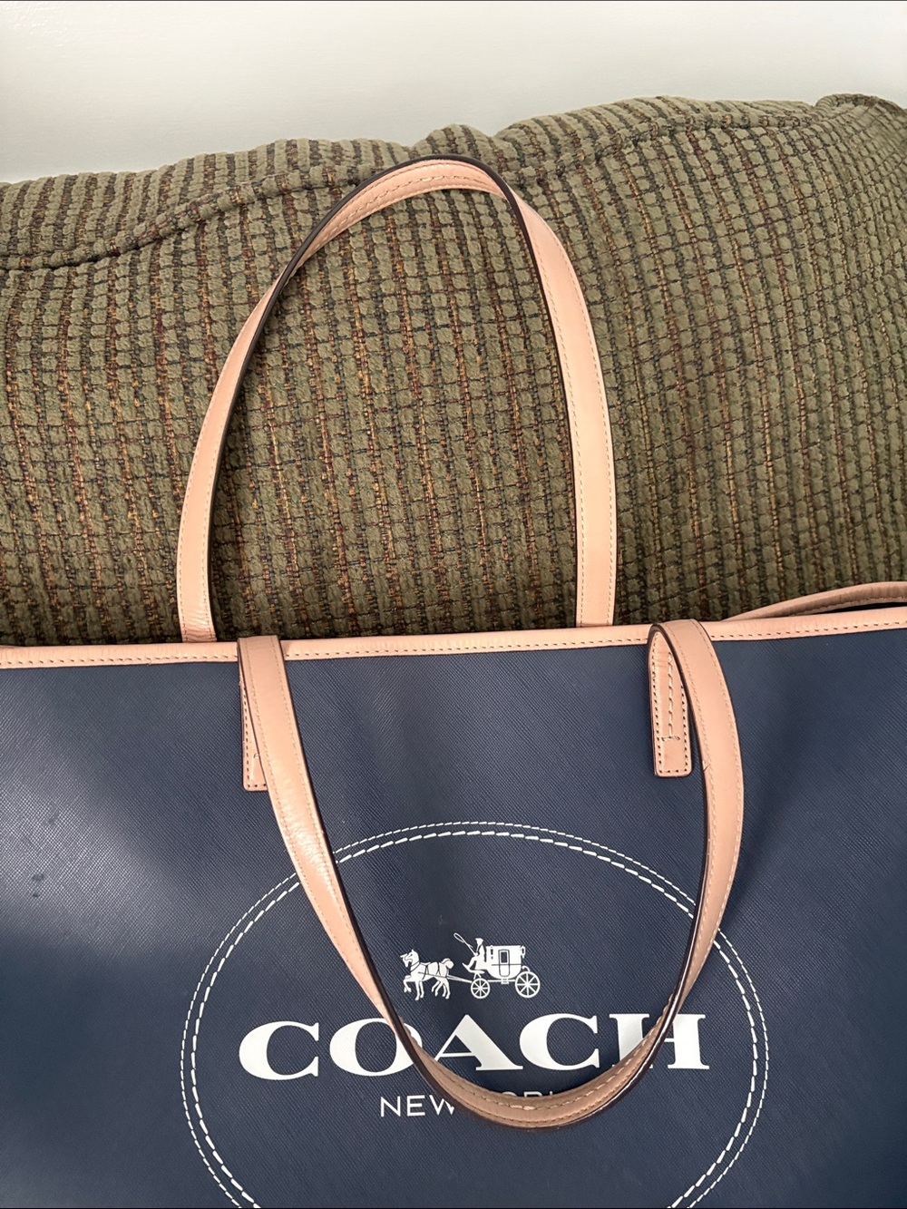 Coach Navy and Tan Logo Tote - Picture 4 of 4